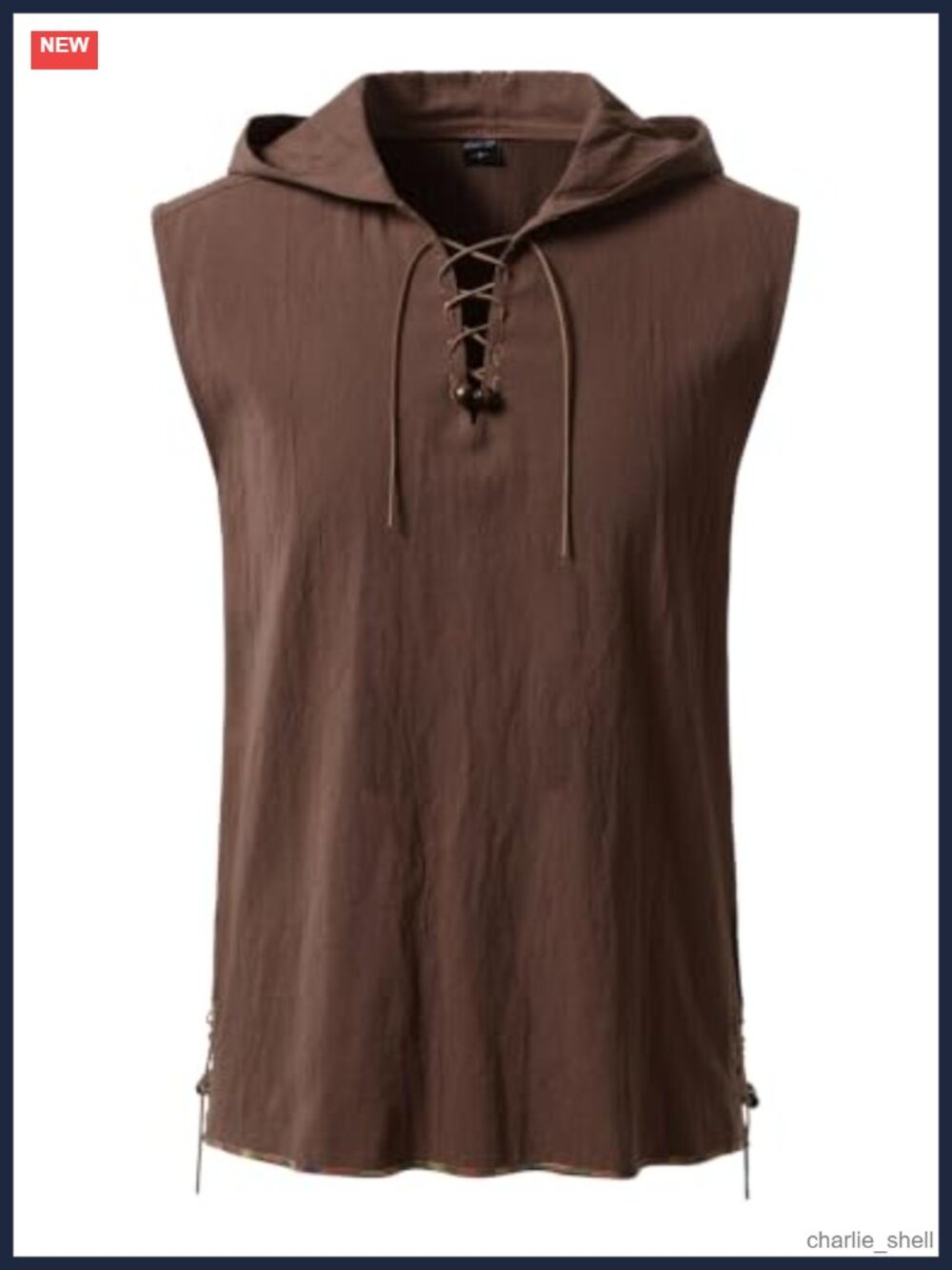 Mens 100% Cotton Hooded Renaissance Pirate Costume Top